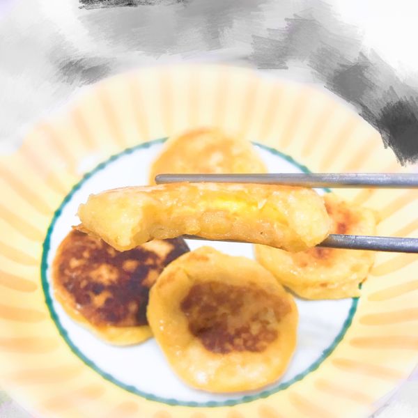 賀年小吃：流心芝士黄金糯米甜薯饼 : notteric一起做