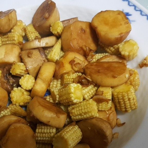 醬燒奶油杏鮑菇玉米筍 : Nissa一起做