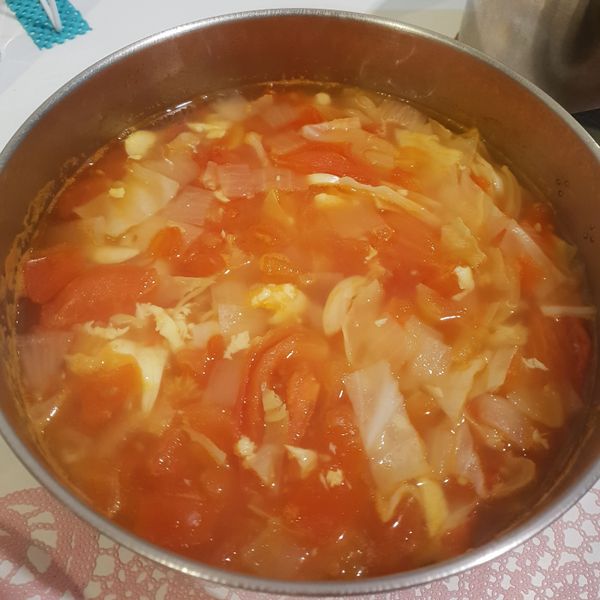 番茄蔬菜豆腐湯 : 幼幼班初學一起做