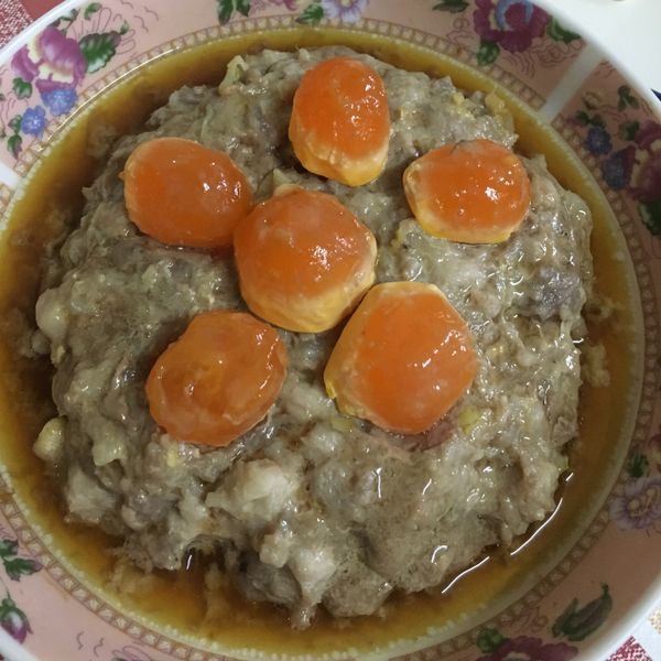 鹹蛋蒸肉餅 : 獅一起做