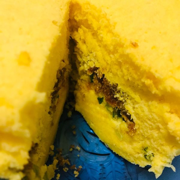 肉鬆蔥花鹹蛋糕~電鍋免烤 : 妃妃一起做