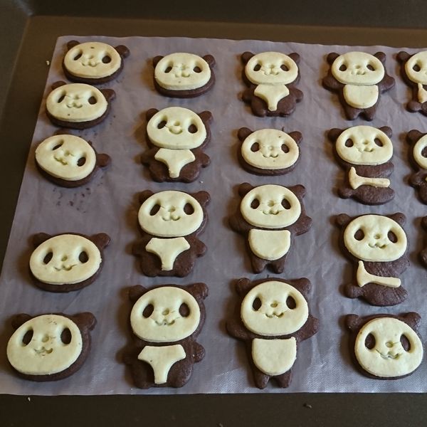 貓熊圓仔餅乾 : Mindy一起做