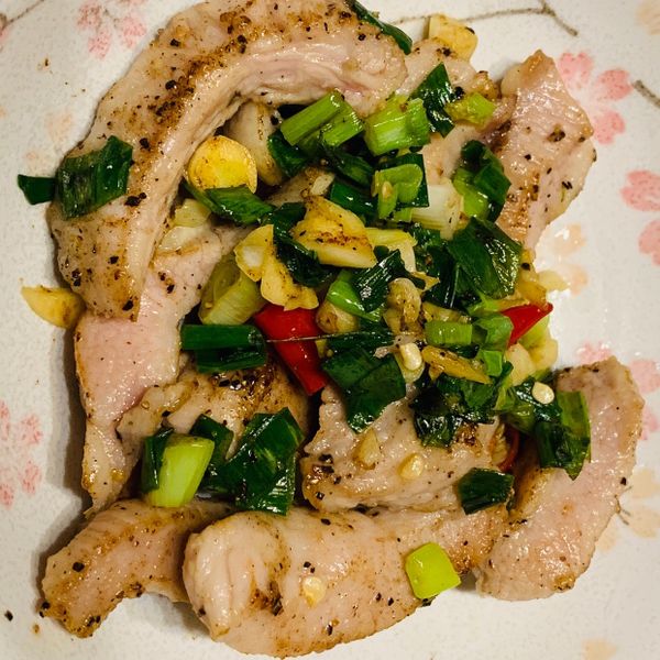 煎椒鹽松阪豬（便當菜） : Li Yan Chen一起做