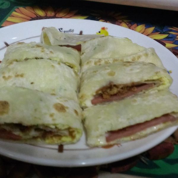 火腿蛋餅【卡特莉的早餐】烤鴨的餅皮利用：小燕子 一起做