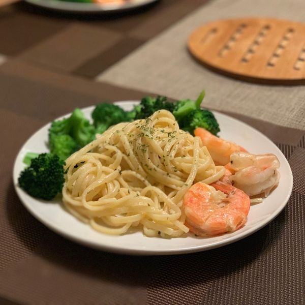 義式白酒蒜味蝦義大利麵 : Grace一起做