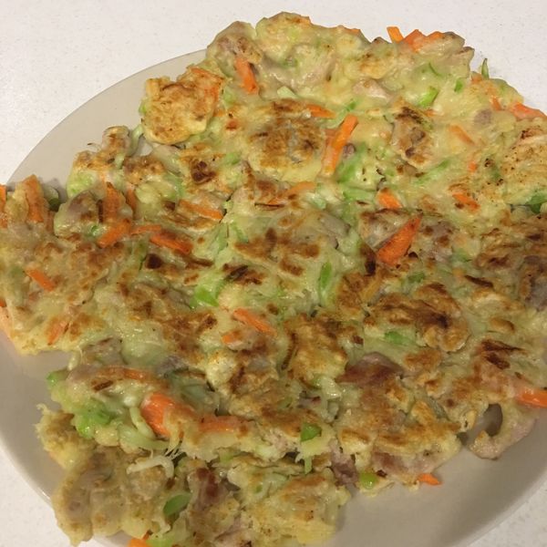 蒲瓜肉絲煎餅 : 施琬純一起做