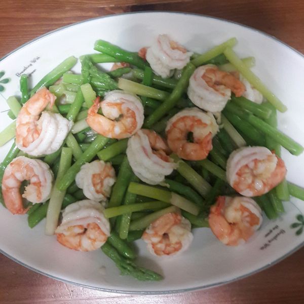 蝦仁炒蘆筍 : 耕耘我心田一起做