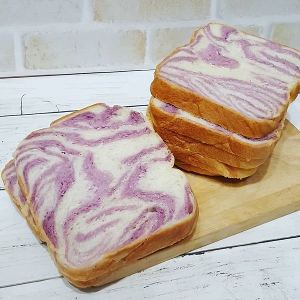 麵包機~紫薯優格雙色土司 : 陳小瓜一起做