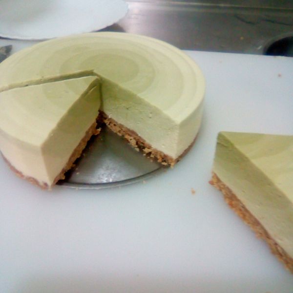 抹茶漸層乳酪蛋糕 （6吋、免烤箱）：豆媽咪 一起做