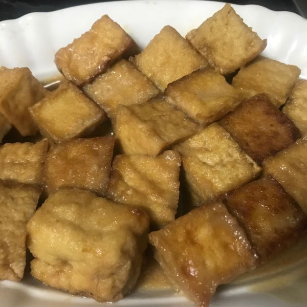 味噌燒油豆腐～全素 : 小男一起做