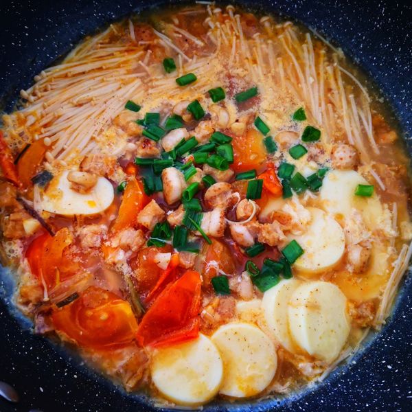 家常料理-番茄豆腐蛋花湯 : Bee一起做