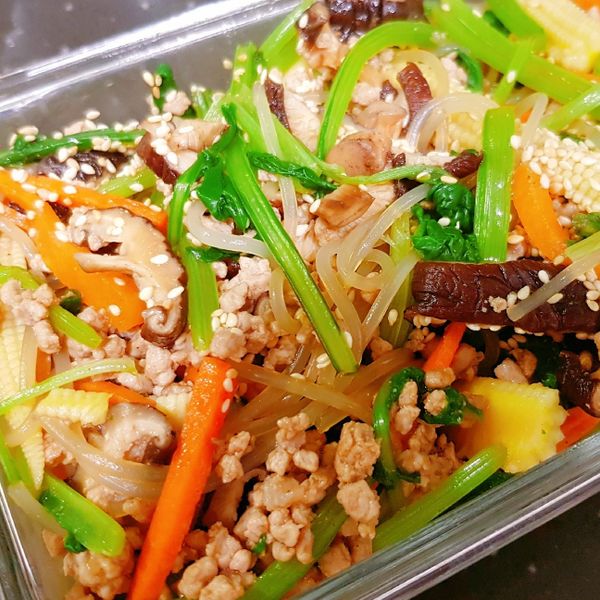 韓式雜菜, 잡채：紅豆 一起做