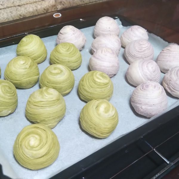 🍵抹茶&紫芋螺旋蛋黃酥 : 棠棠一起做