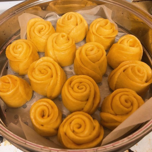 玫瑰花捲饅頭（南瓜&紫薯）：Monica 一起做
