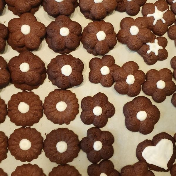 可可擠花餅乾 : grace一起做