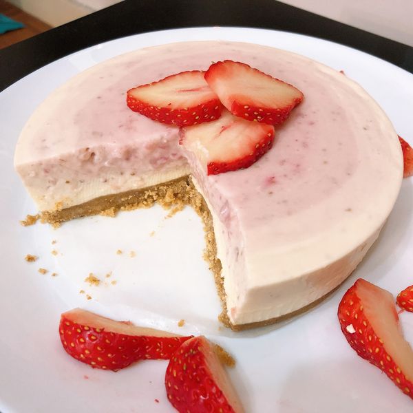 草莓漸層生乳酪蛋糕【免烤箱、超詳細步驟】 : #愛莉手作一起做