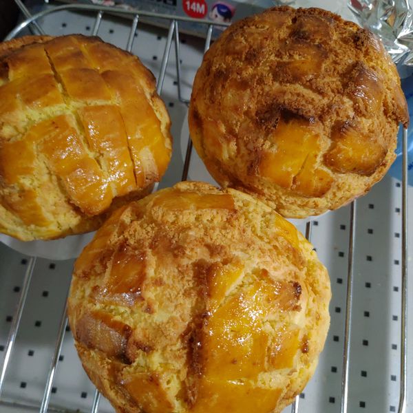 氣炸鍋★減糖菠蘿麵包 : Candy一起做