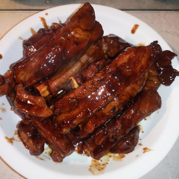 【無油料理】蜜汁豬肋排：花 一起做