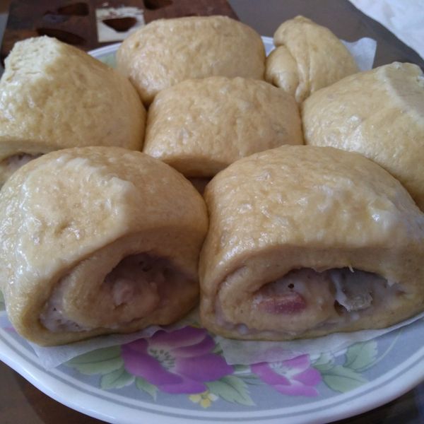 芋頭泥捲黑糖饅頭：葉子 一起做