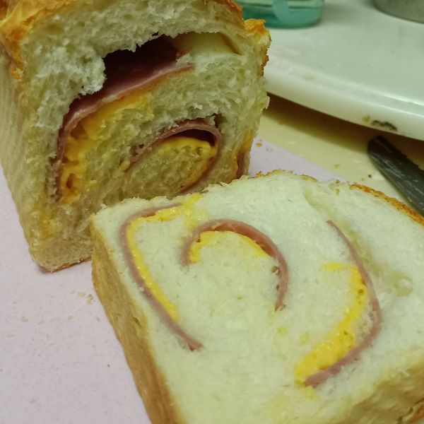 起司火腿吐司【麥典實作工坊麵包專用粉】 : 櫻桃小丸子一起做