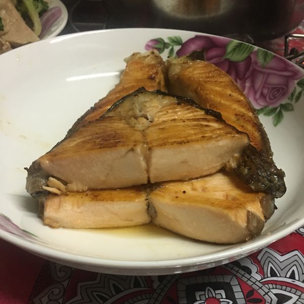 香煎鮭魚 : 抹茶拿鐵一起做