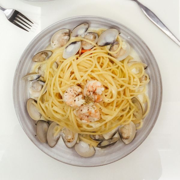 雞肉蛤蜊奶油義大利麵：hhc 一起做