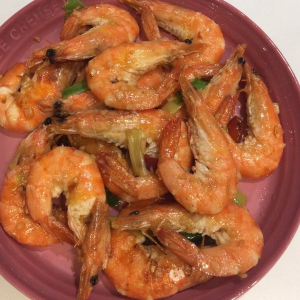 蔥爆蝦 : 予兒一起做