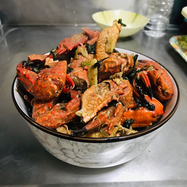 炒蟹腳：Liao Fang Yu 一起做