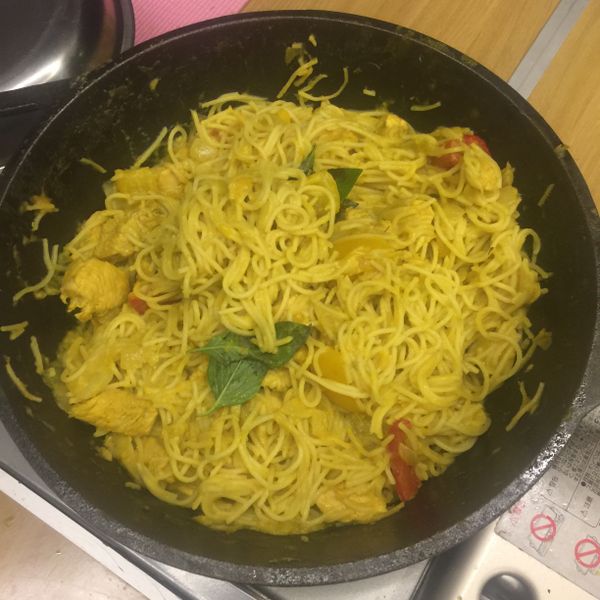 ♥我的手作料理♥咖哩南瓜義大利麵：白可可的炊煙 一起做