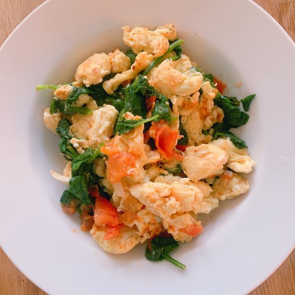 番茄菠菜炒蛋 : Claire Lee一起做