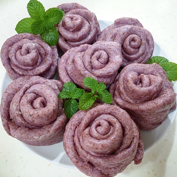 玫瑰花捲饅頭（南瓜&紫薯）：彤恩 一起做