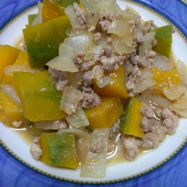 南瓜燒肉末（便當菜）：葉子 一起做