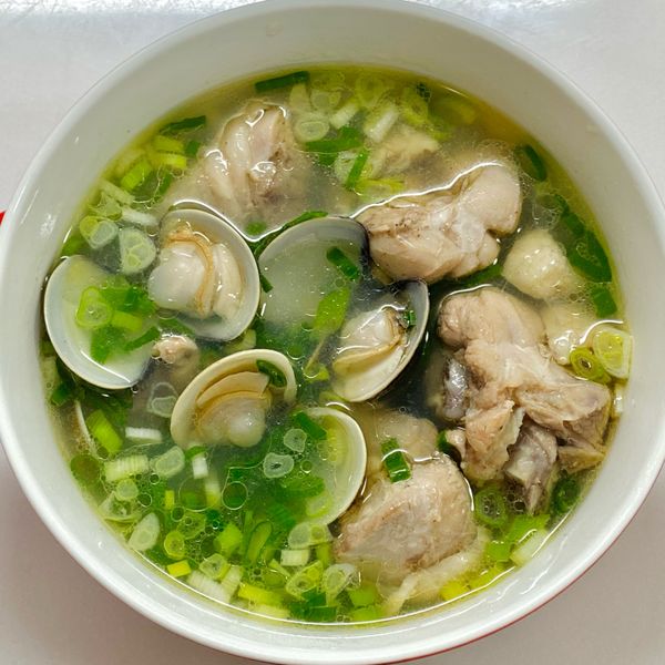 蛤蠣蔥雞湯 : sophia一起做
