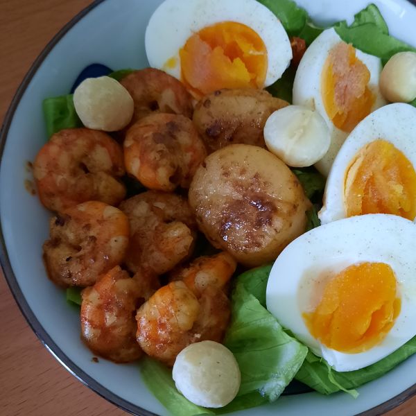 低醣料理 <海鮮> 蒔蘿香煎白蝦、干貝 : Lain Yang一起做