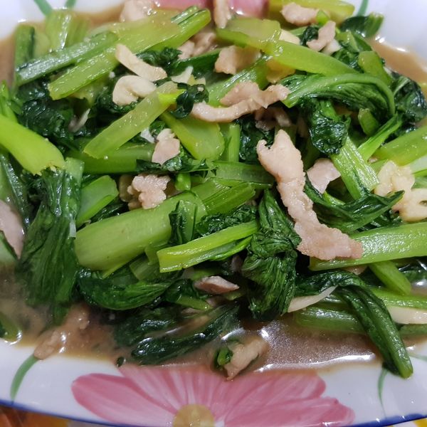 蠔油嫩肉絲炒油菜：Eliza Kao 一起做