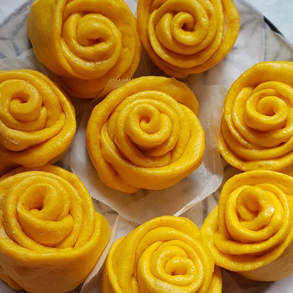 南瓜玫瑰花饅頭 : YA Lin Peng一起做