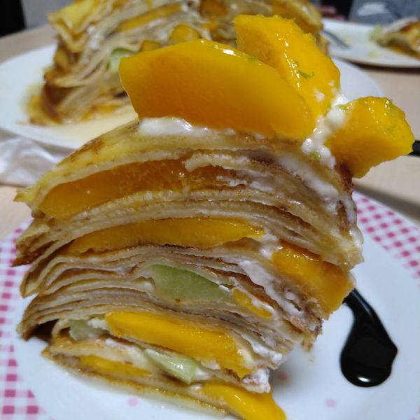 芒果千層蛋糕：欣欣 一起做