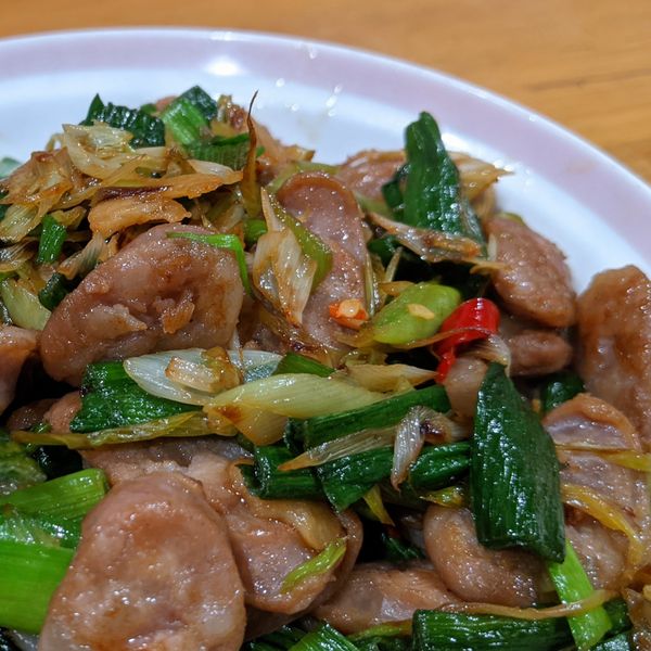 蒜炒香腸 : 大軒一起做