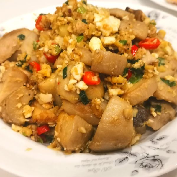 金沙杏鮑菇：月半日青 一起做