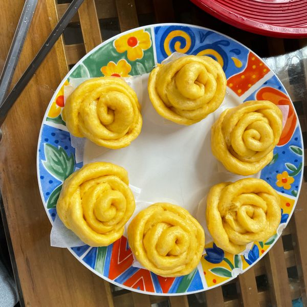 南瓜玫瑰花饅頭 : 瓶子一起做