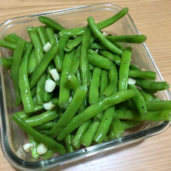 涼拌四季豆 : 葉一起做