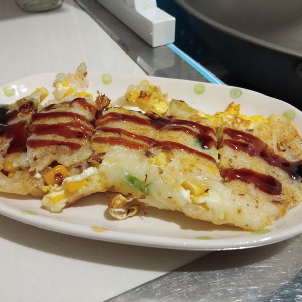 粉漿蛋餅 : 婷婷一起做