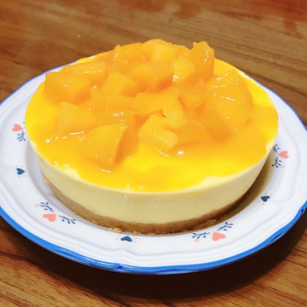 芒果生乳酪蛋糕【影片】無鮮奶油免烤箱 : 小甜甜一起做