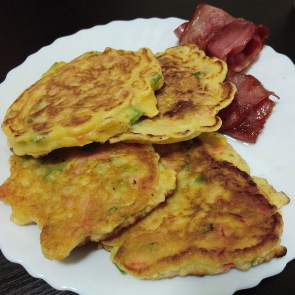 玉米鮮蔬小煎餅 : 婷婷一起做