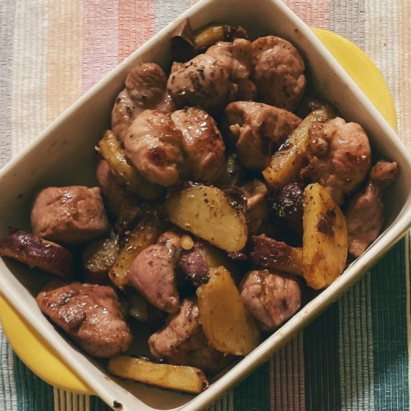 地瓜炒雞腿 : 謝佳穎一起做