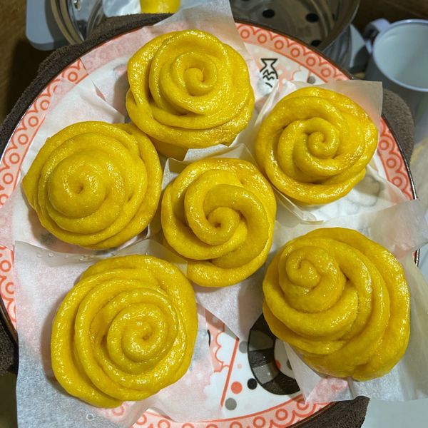南瓜玫瑰花饅頭 : 丘丘小廚房一起做