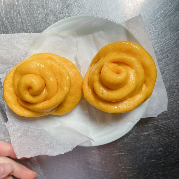 南瓜玫瑰花饅頭 : Ping一起做