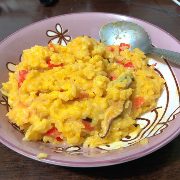 零技巧 奶油南瓜菇菇燉飯，健康又好吃！：Pelia 一起做