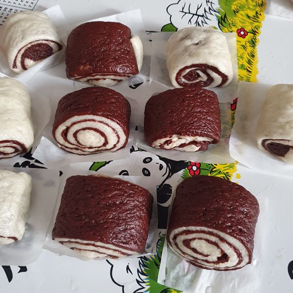 巧克力鮮奶饅頭/可可雙色饅頭 : wendy一起做