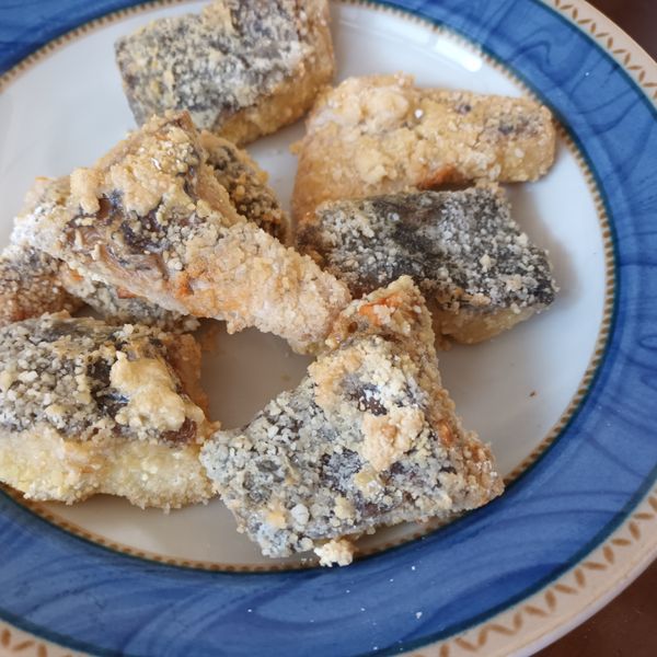 氣炸蒜香鱸魚片：葉子 一起做